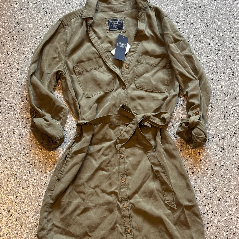 Abercrombie & Fitch Green Long Sleeve Shirt Dress